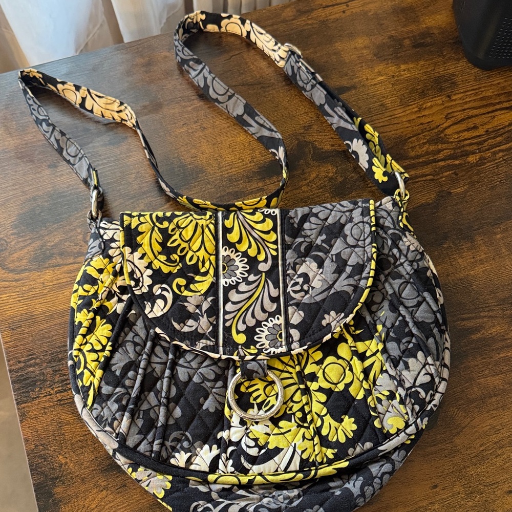 Vera Bradley Black and Yellow Floral Crossbody Bag